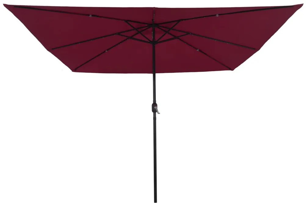 Négyzet alakú Kerti Napernyő LED Fénnyel 295x245 cm Burgundi Vörös
