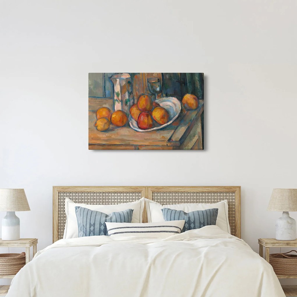 Kép - Paul Cézanne, Still Life with Milk Jug and Fruit, reprodukciók (90x60 cm)