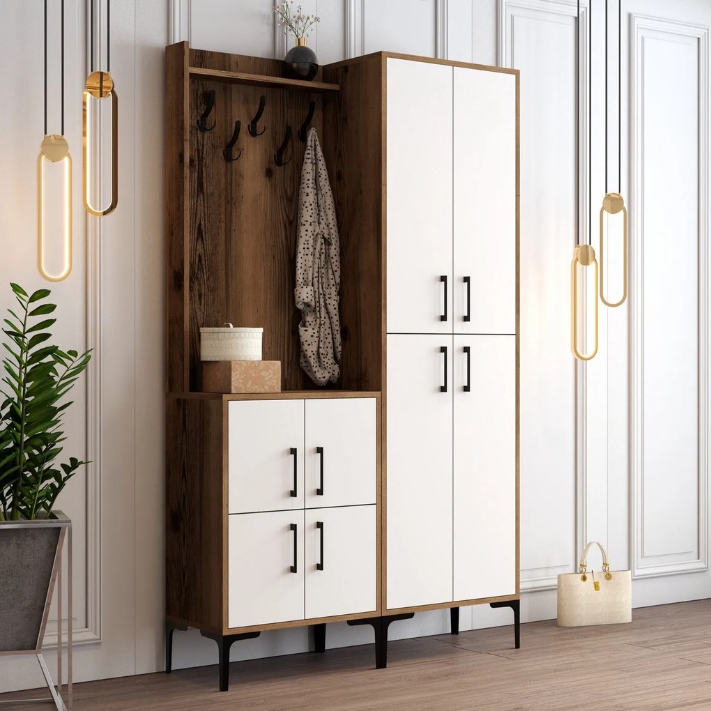 Előszobafal Berlin BA - Walnut, White