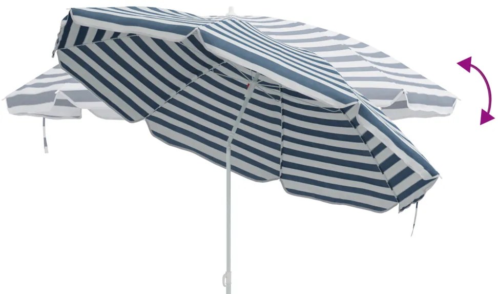 Strandernyő Aluminium Tartóval Kék és Fehér 300 cm