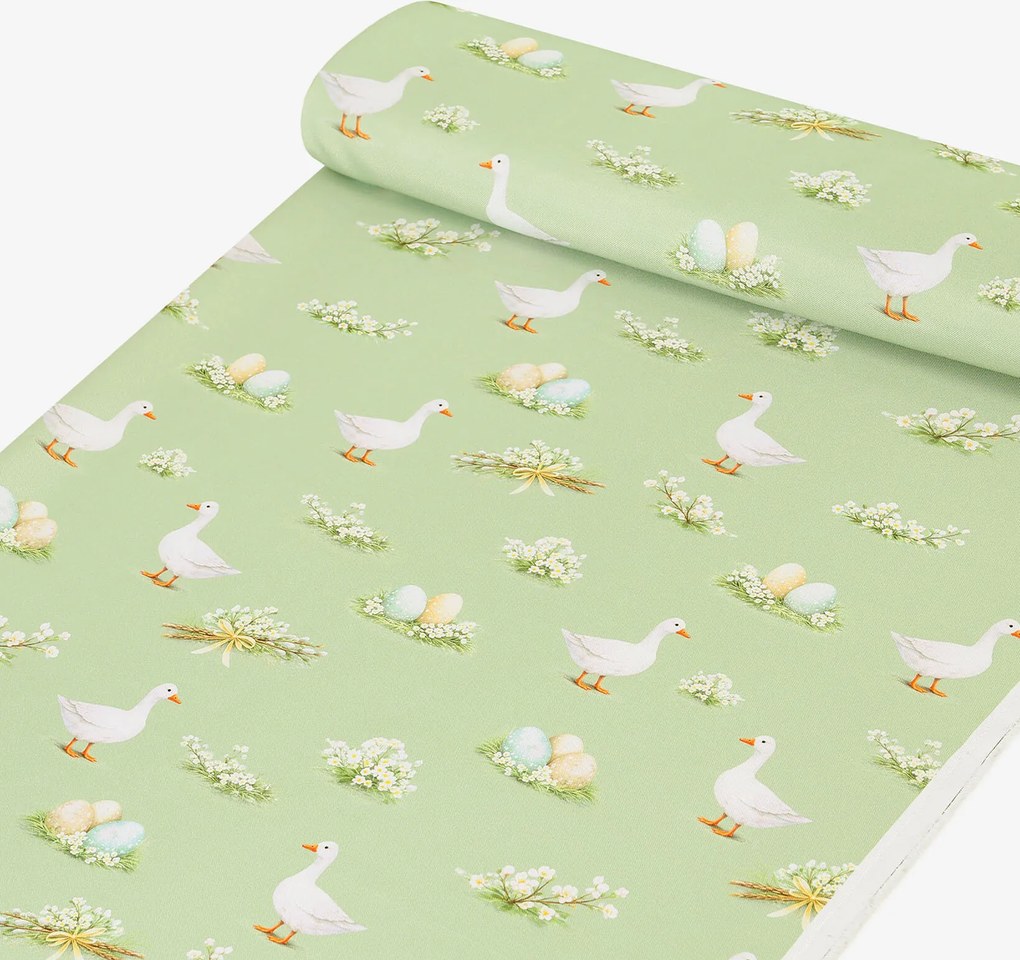 Goldea húsvéti teflon szövet terítőknek - libák és húsvéti tojások 160 cm