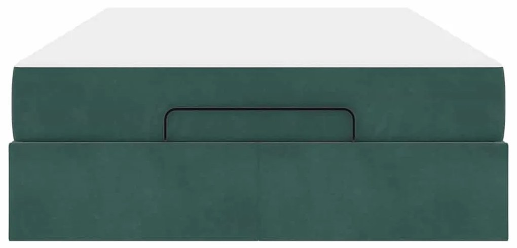 Ágykeret matracmal tárolóval Sötétzöld 120 x 200 cm Bársony