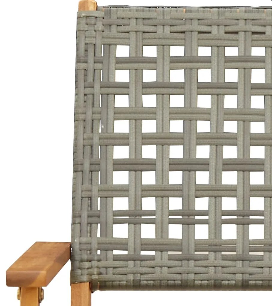 7 részes szürke polyrattan és tömör fa kerti étkezőgarnitúra