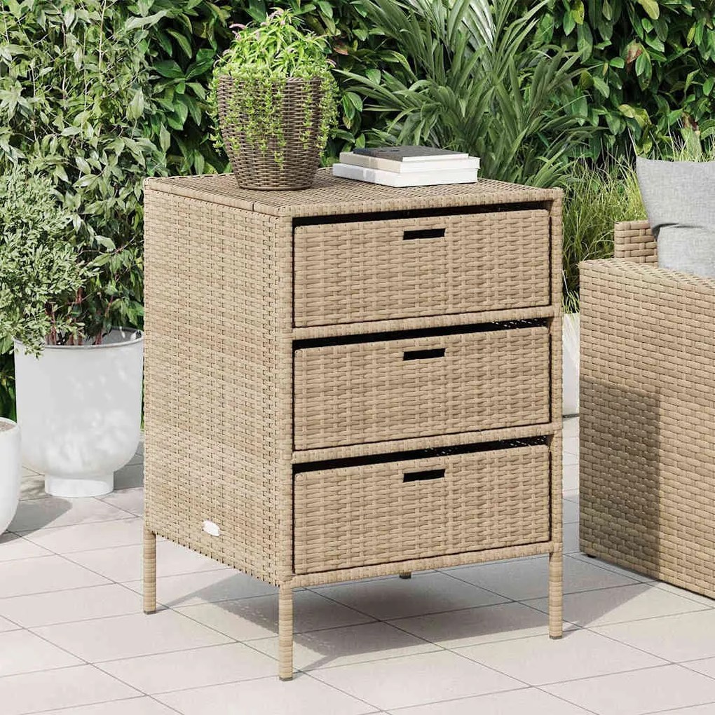 vidaXL bézs polyrattan kerti tárolószekrény 55 x 59 x 80 cm