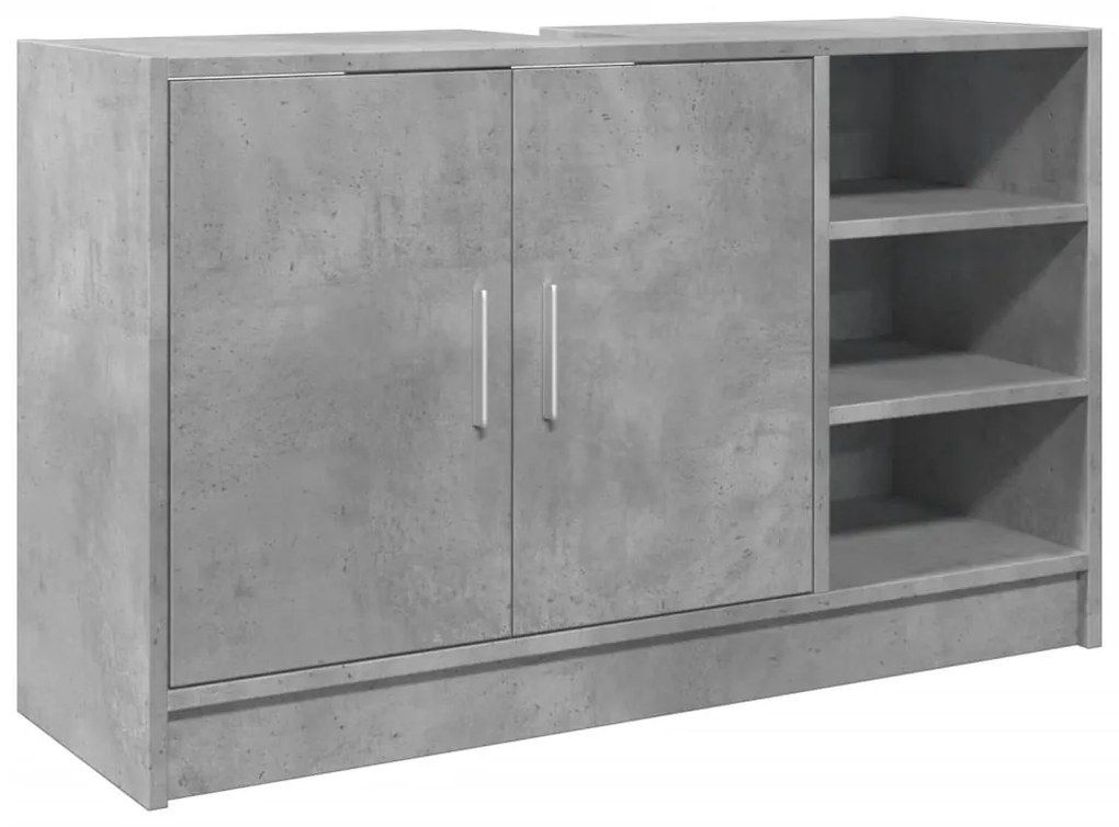 betonszürke szerelt fa mosdószekrény 90 x 29 x 55 cm