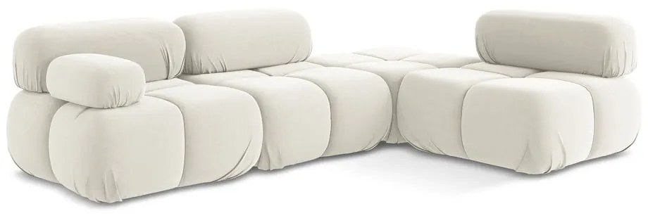 Fehér bársony moduláris sarokkanapé (jobb oldali) Lokua – Makamii