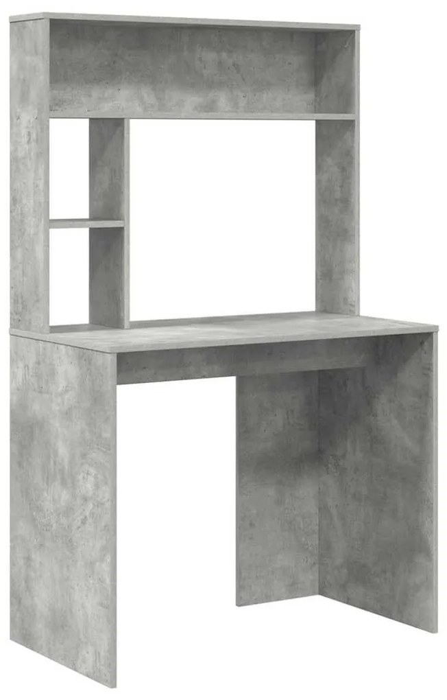 Asztal polcokkal Beton szürke 91 x 50 x 149 cm Faanyag