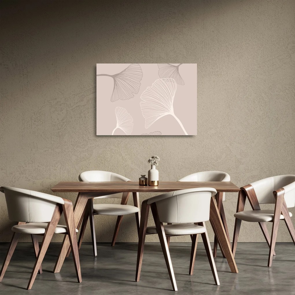 Üveg kép - Bézs színű levelek N⁰6 (70x50 cm)