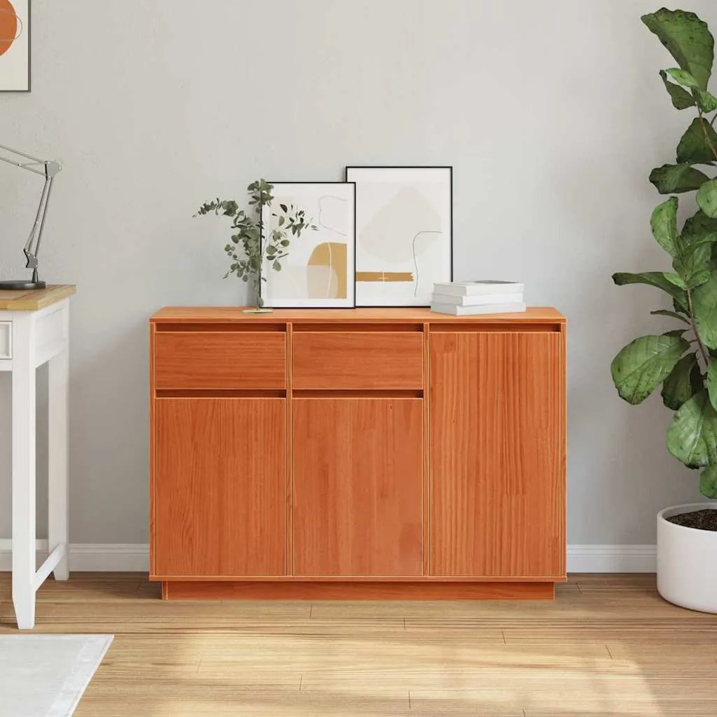 Széf fiókkal Viaszbarna 110 x 34 x 75 cm Tömör fenyőfa