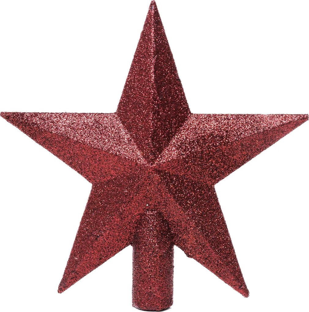 Bordó glitteres csúcsdísz csillag 19 cm