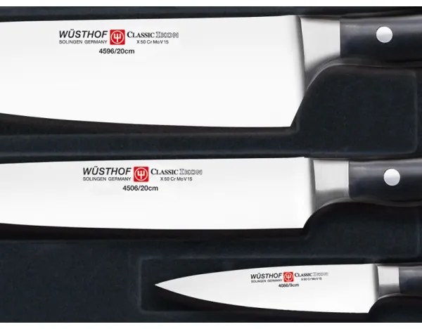Wüsthof - Konyhai kés készlet CLASSIC IKON 3 db fekete