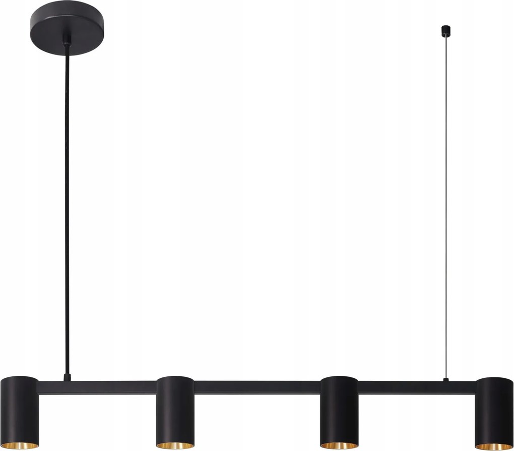 Mennyezeti Lámpa Függő Túlnyúlás 4x GU10 Fekete Arany Maribel Sanico Goldlux