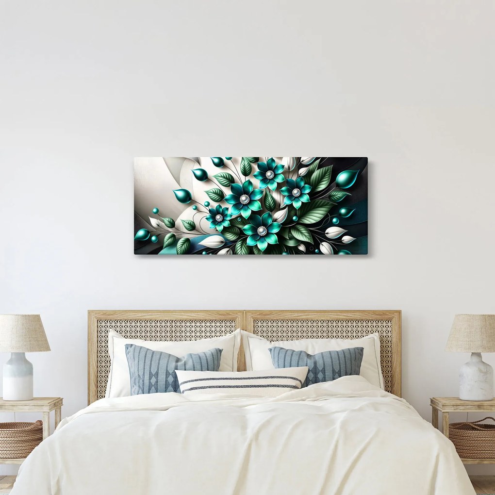 Kép - 3D türkiz virágok (120x50 cm)