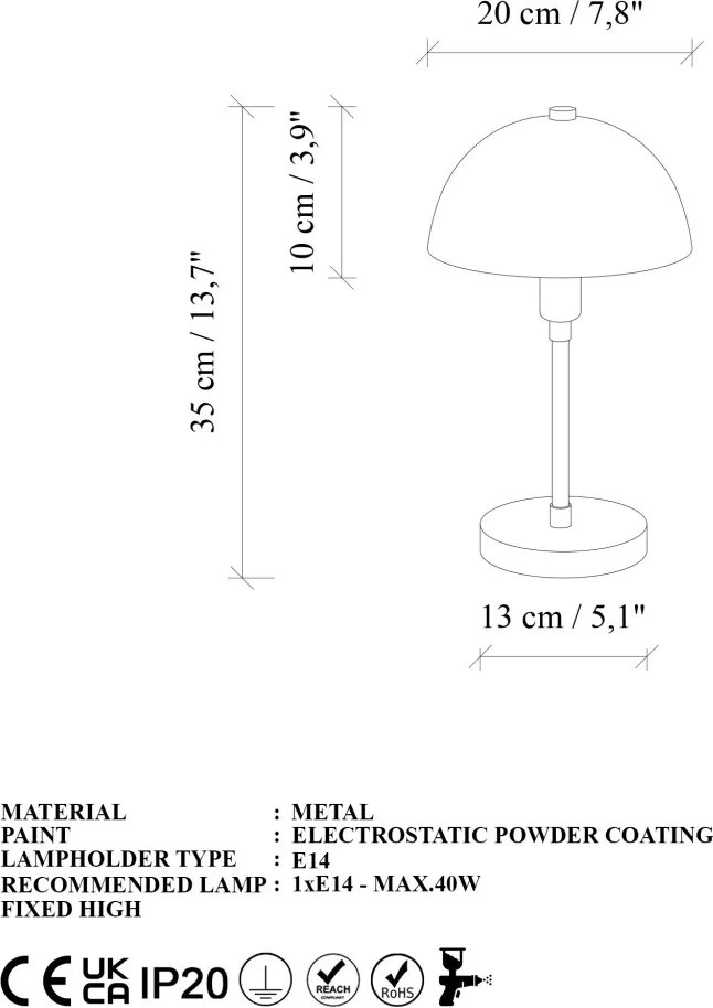 Togg fém éjjeli lámpa, Ø20 cm – TR892OPV2223