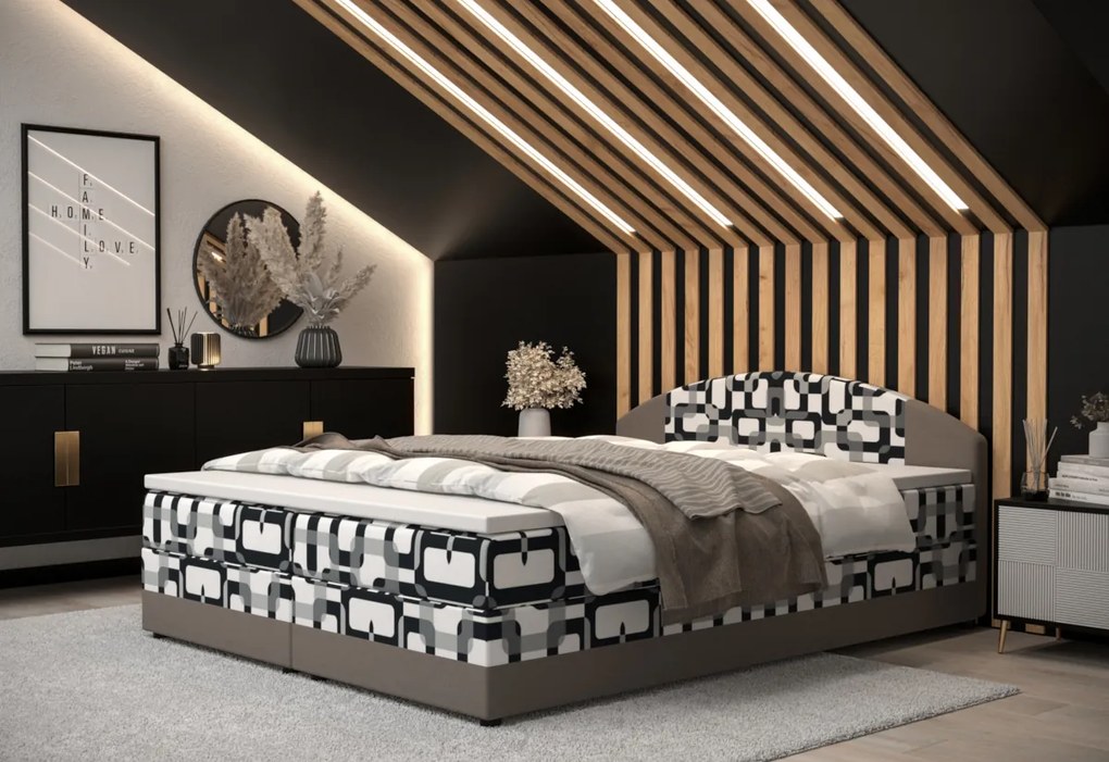 ORAN kárpitozott boxspring ágy, 140x200, damir 3/rainbow 15