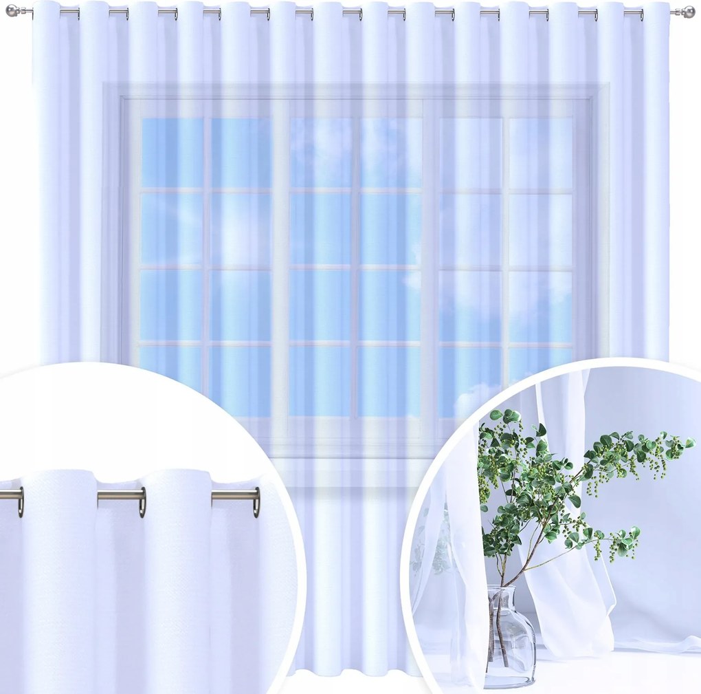 Függöny Kész Fátyol Fehér 500X220 CM Függöny Átvezető Függöny