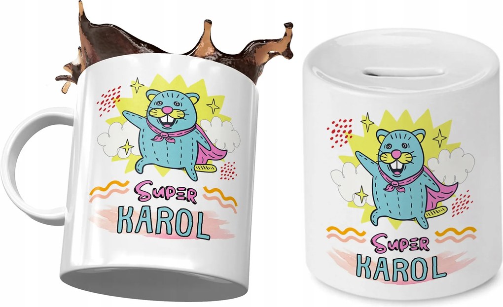 Károly Bögre Persely Szett Gyerekeknek Nyomtatott Fotóval