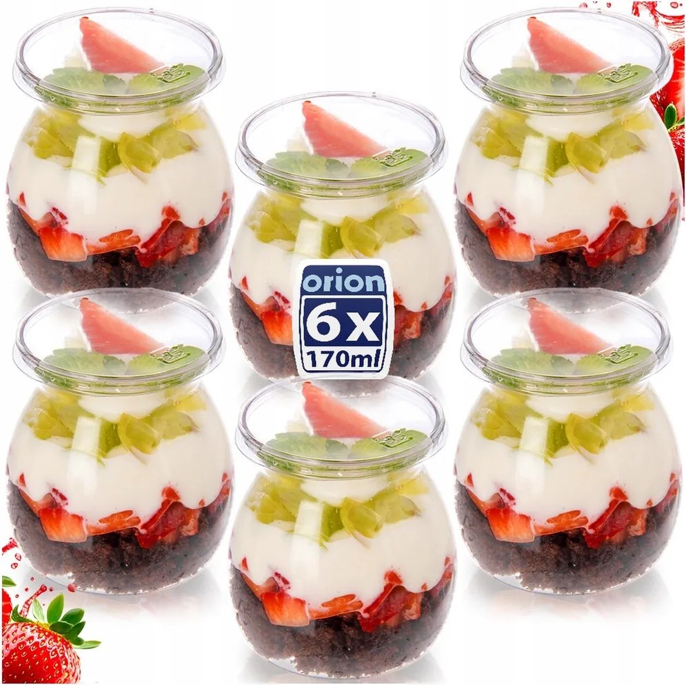6x Poharak joghurt tartályok desszertek snackek desszertek 160 ml