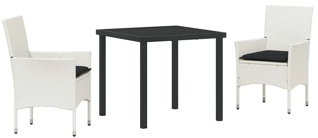 Kert étkező szett párnával 3 pcs Fehér Poli rattan