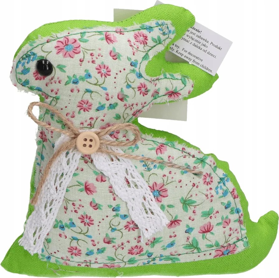 Húsvéti nyuszi virágokkal zöld 15cm