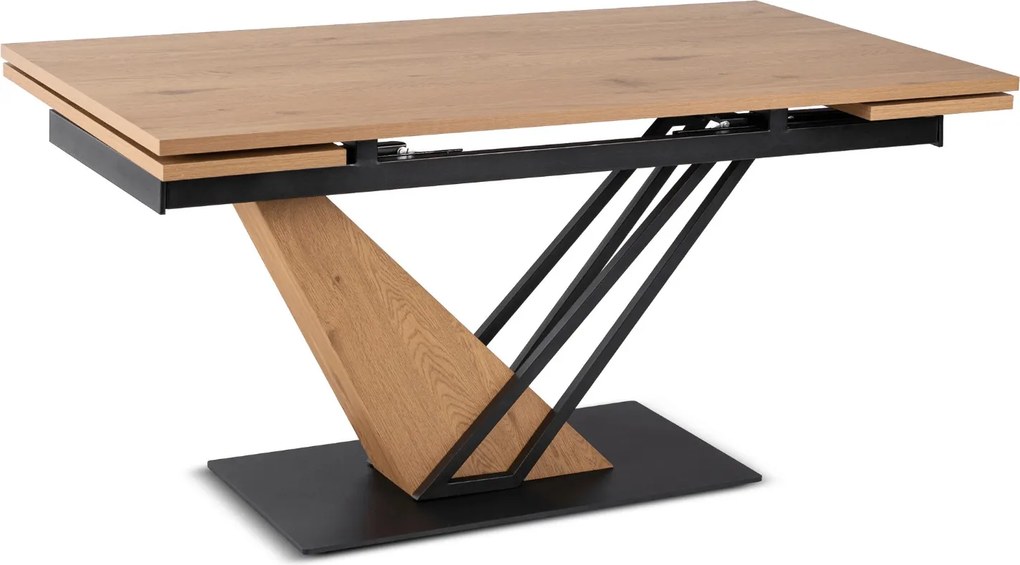 Stół REX Rozkładany 160-220 cm MDF Dąb/Czarny