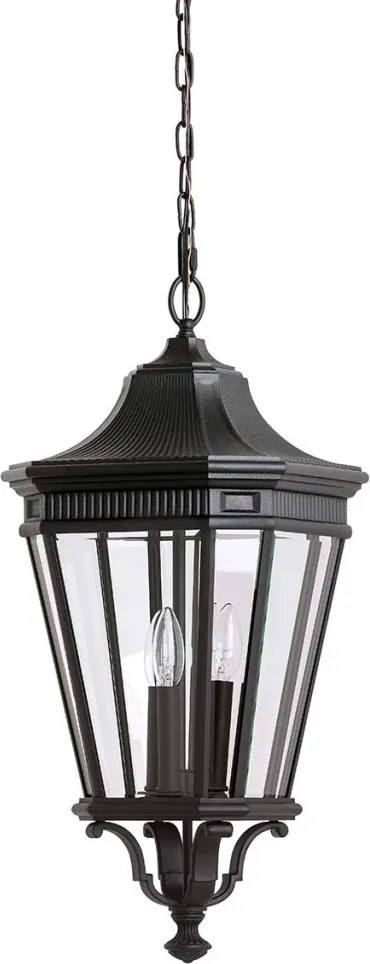 ELSTEAD FE-COTSLN8-L-BK COTSWOLD Kültéri Függő Lámpa Fekete, Átlátszó IP23