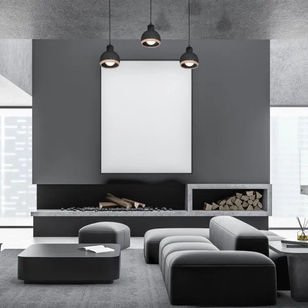 Csillár zsinóron OVAL 3xE27/60W/230V fekete