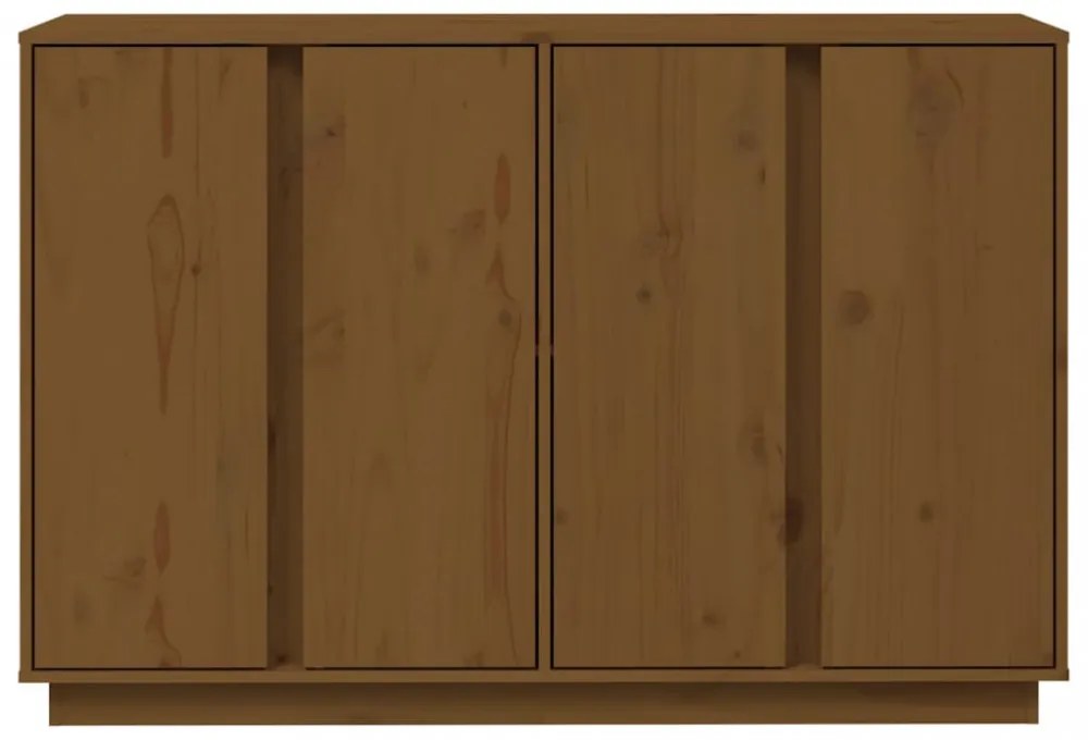 mézbarna tömör fenyőfa tálalószekrény 120x35x80 cm