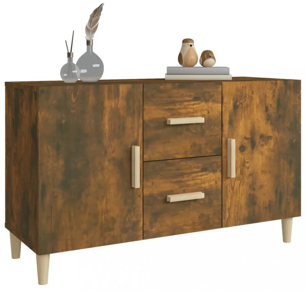 füstös tölgy színű szerelt fa tálalószekrény 100 x 36 x 90 cm