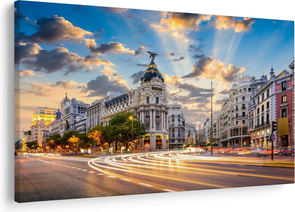 Kép - Calle Gran Vía, Madrid, Spanyolország (90x60 cm)