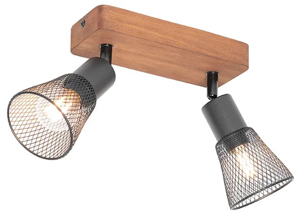 Ipari reflektor fekete fával, 2 lámpás - Kristina