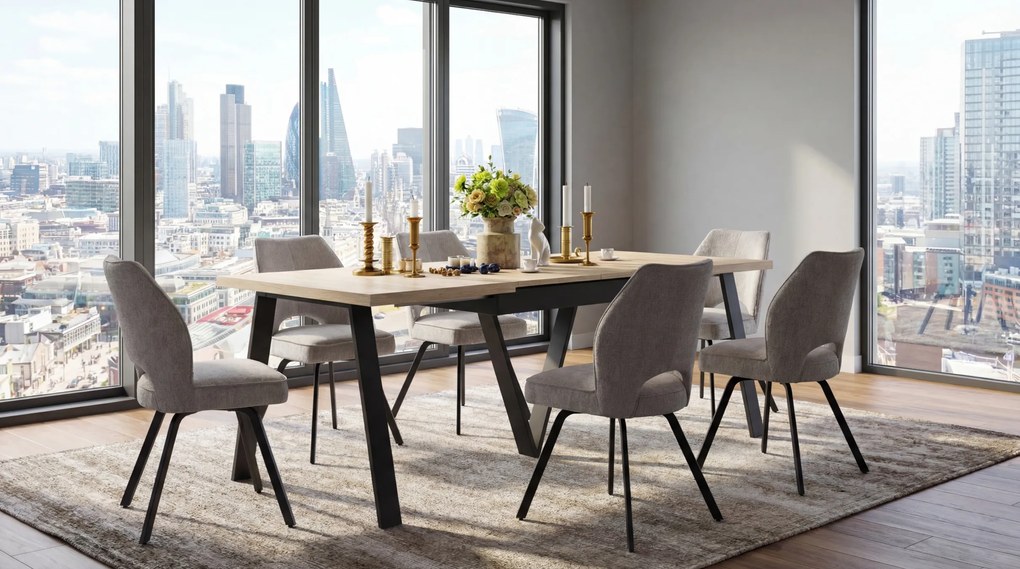 MAZZONI EXPORT TULIP Sötét Beige (UF980-03 szövet) - MODERN KÁRPITOZOTT KARFÁS SZÉK NAPPALIBA/ÉTKEZŐBE/LOFT IRODÁBA