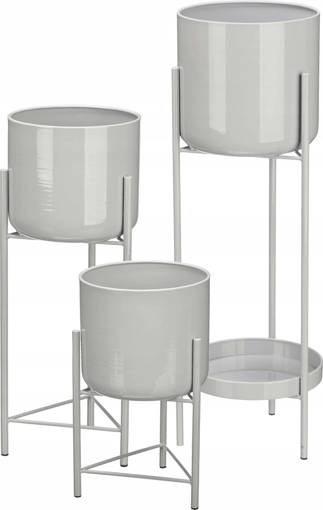 Fém Virágtartó Szett 3 Db Átmérő 19,17,17 CM Magasság 58,45,33 CM