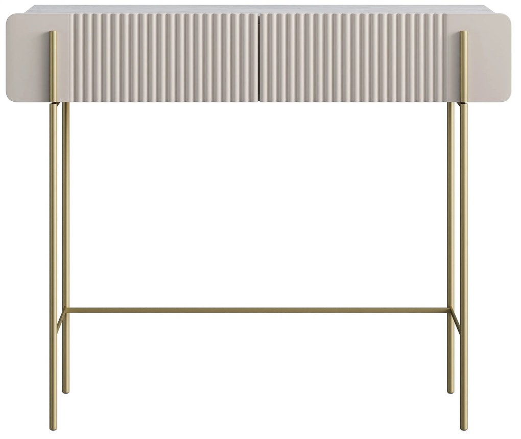Malmi fiókos sminkasztal 100 cm - kasmír / crema bianca / arany lábak