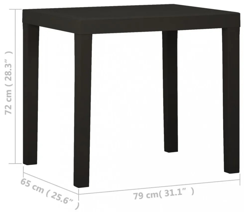 antracitszürke műanyag kerti asztal 79 x 65 x 72 cm