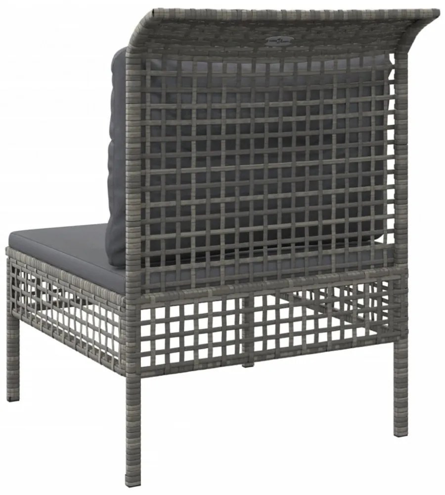 szürke polyrattan kerti középső kanapé párnával