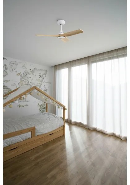 FARO 33805WT - HEYWOOD mennyezeti ventilátor fa/fehér, 90 cm pr. + DO