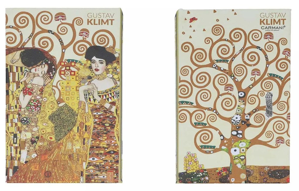 Klimt három részes könyv alakú fa tároló doboz Életfa