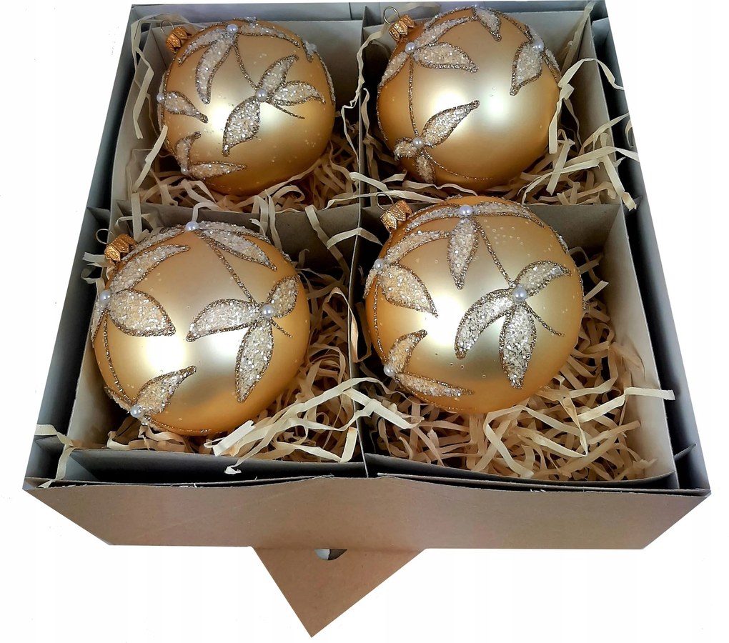 Üveg karácsonyfadísz 4 db 10 cm Prémium