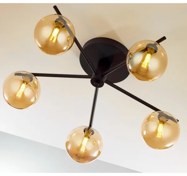 Jupiter 2047 - Felületre szerelhető csillár PRATO 5xG9/10W/230V fekete/bézs