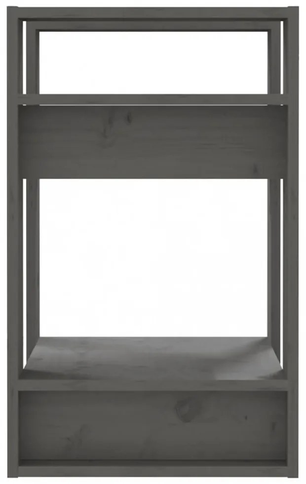 szürke tömör fenyőfa könyvszekrény/térelválasztó 41x35x57 cm