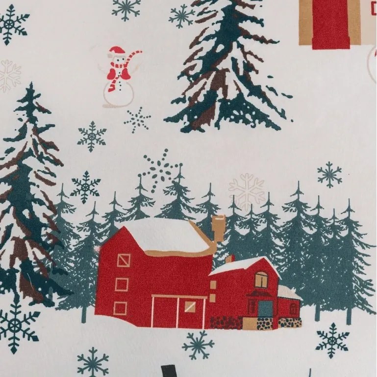 Poliészter/pamut párnahuzat SNOWY HOUSES POLY 45x45 cm, fehér