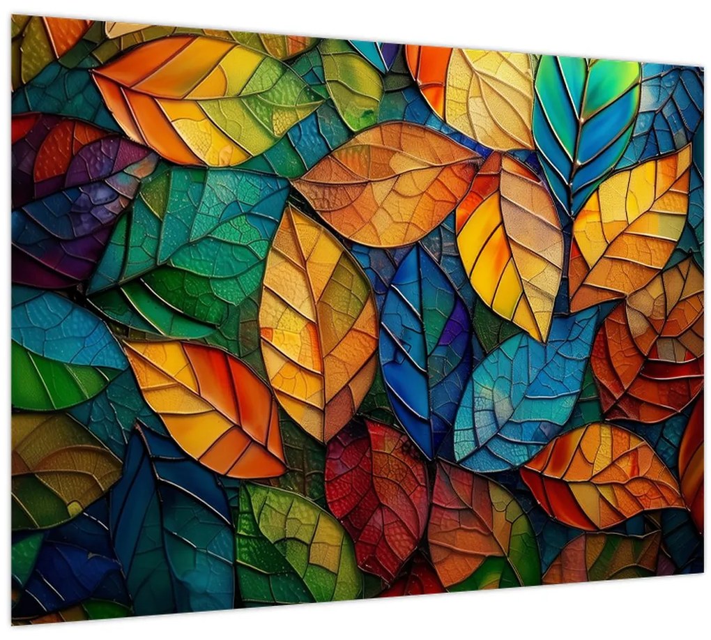 Üveg kép - Levélmozaik (70x50 cm)
