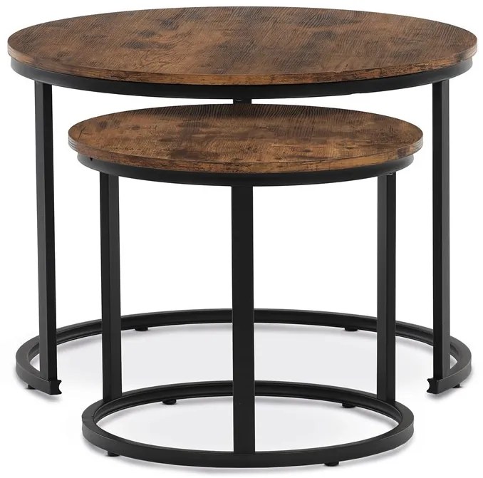 Set de mese de cafea din 2 piese, blat din MDF cu decor marmură, cadru metalic