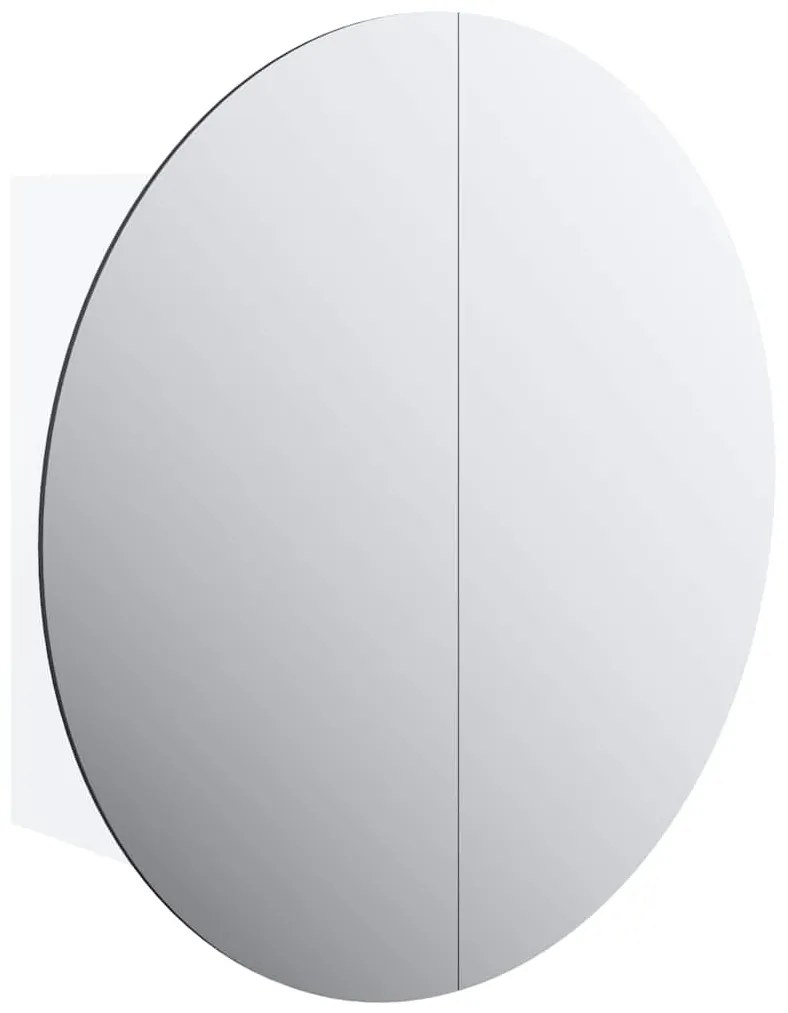 fehér fürdőszobai szekrény kerek tükörrel/LED-del 40x40x17,5 cm