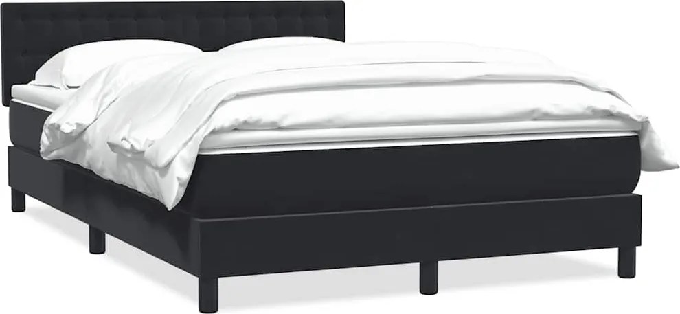 vidaXL fekete bársony rugós ágy matraccal 160x220 cm