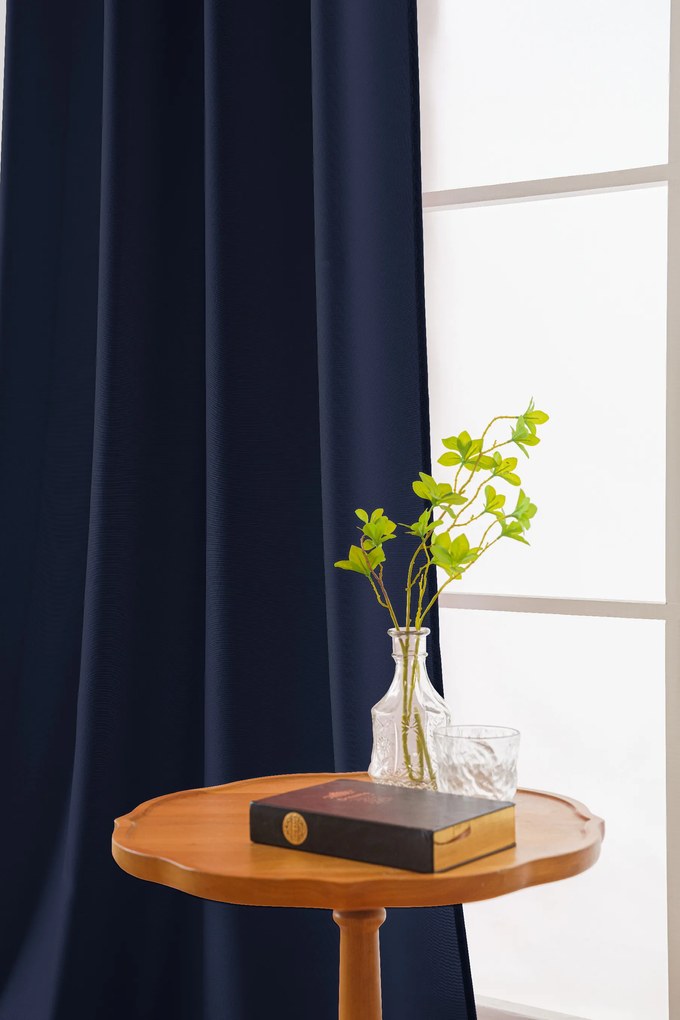 Sötétkék OXFORD függöny 140x250 cm Felfüggesztés: Hullámos sínszalag