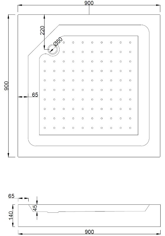 Mexen Rio, négyzet alakú zuhanykabin tolóajtóval 90 x 90 cm, 5mm átlátszó üveg, fekete profil + fehér Rio magastálca, 860-090-090-70-00-4510