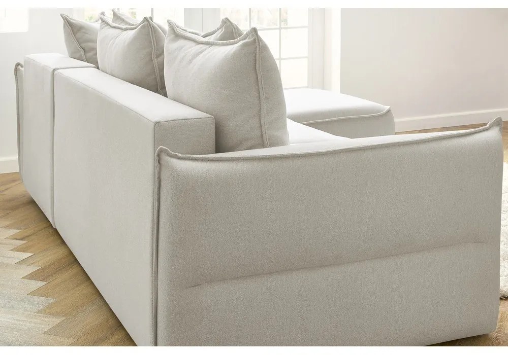 Krémszínű kinyitható sarokkanapé (jobb oldali) Leon – Bobochic Paris