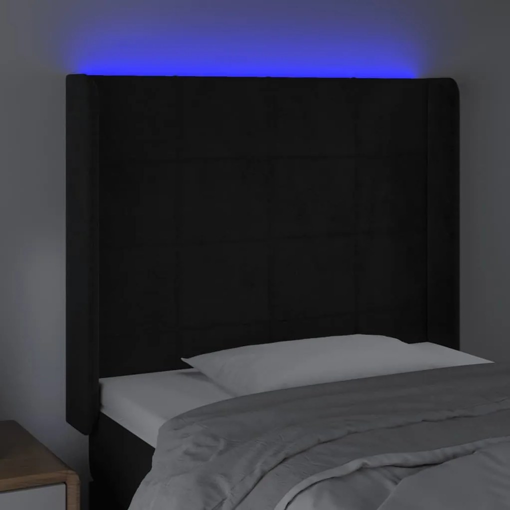 fekete bársony LED-es fejtámla 103x16x118/128 cm